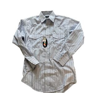 NWT Roper Men's S Long Sleeve Pearl Snaps Gray Striped Western Shirt